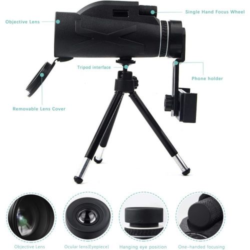  [아마존베스트]GothicBride Monocular Starscope Telescope, 80 x 100 High Power, HD Monocular with Smartphone Holder and Tripod, Waterproof Monocular for Bird Watching, Camping, Hiking, Travelling, Hunting