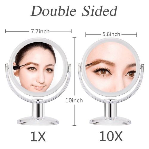  Gotofine Double Sided Magnifying Makeup Mirror, 1X & 10X Magnification with 360 Degree Rotation- Clear...