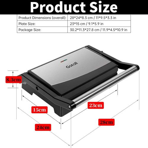  [아마존베스트]Gotoll Panini & Sandwich Maker, Double Grill Plates, Open 180° Contact Grill, 1000 W, Non-Stick Coating, Insulated Handles, Stainless Steel Casing