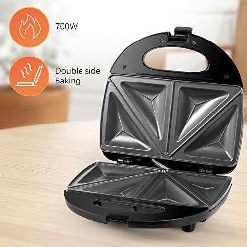  [아마존베스트]Gotoll Sandwich Maker 700 W, Triangular Sandwiches Toaster Maker, Non-Stick Plates, Easy to Clean, Black and Silver