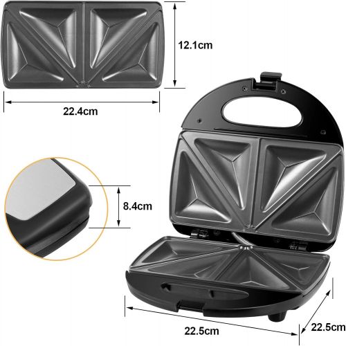  [아마존베스트]Gotoll Sandwich Maker 700 W, Triangular Sandwiches Toaster Maker, Non-Stick Plates, Easy to Clean, Black and Silver