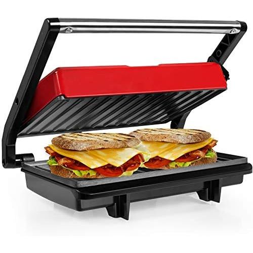  [아마존베스트]Gotoll Mini contact grill, sandwich toaster, panini grill, panini sandwich maker, electric grill multifunctional, small table grill, non-stick coating, light indicator, 750 W, mult