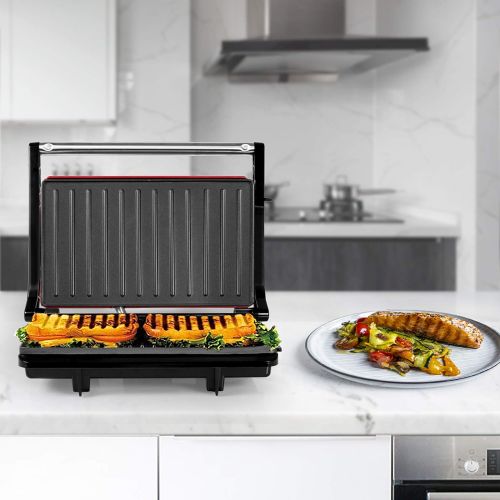  [아마존베스트]Gotoll Mini contact grill, sandwich toaster, panini grill, panini sandwich maker, electric grill multifunctional, small table grill, non-stick coating, light indicator, 750 W, mult