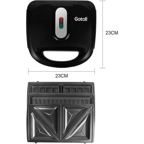  [아마존베스트]Gotoll Sandwich maker 3 in 1, waffle iron sandwich toaster, shell shape changing plates, sandwich maker, non-stick removable plates, 750 W, operating light, black