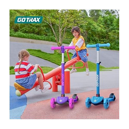  Gotrax KS1/KS3 Kids Kick Scooter, LED Lighted Wheels and 3Adjustable Height Handlebars, Lean-to-Steer & Widen Anti-Slip Deck, 3 Wheel Scooter for Boys & Girls Ages 2-8 and up to 100 Lbs