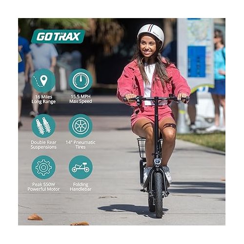  Gotrax FLEX Electric Scooter with Seat for Adult, 18.6Miles Range&15.5Mph Power by 400W Motor, 14