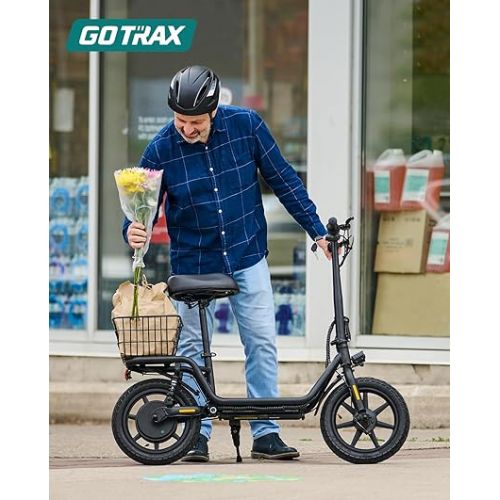  Gotrax FLEX Electric Scooter with Seat for Adult, 18.6Miles Range&15.5Mph Power by 400W Motor, 14