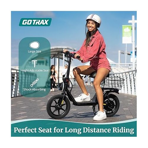  Gotrax FLEX Electric Scooter with Seat for Adult, Max 16-25miles Range, 15.5-20mph Power by 400W-500W Motor, Comfortable 14