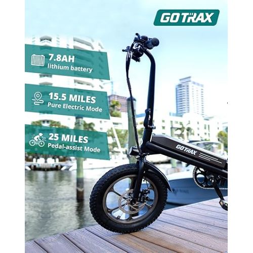  Gotrax S3 Electric Bike, 16x3.0 Fat Tire Electric Bicycle Adults, 750W Peak Motor, Max Range 25 Miles, Up to 20 Mph, Removable Battery, Adjustable Seat, Folding Electric Bike for Adults/Teens 13+