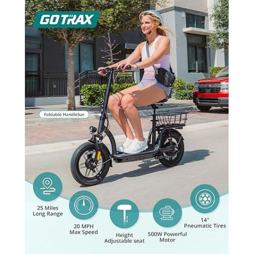  Gotrax FLEX ULTRA Electric Scooter with Seat for Adult, 25 Miles Range &20Mph Power by 500W Motor, 14