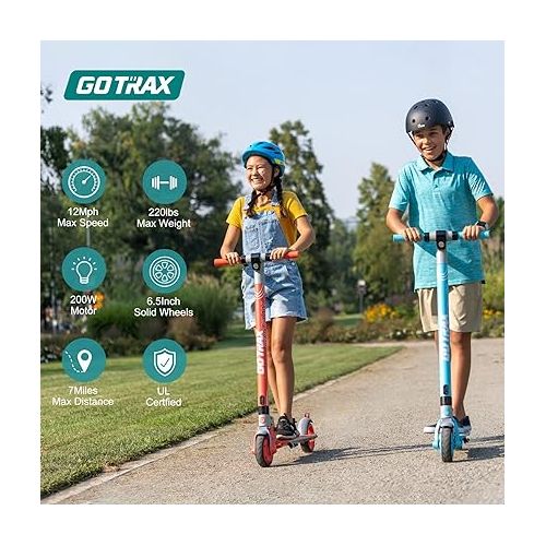  Gotrax Kids Electric Scooter, Max 9.4/12MPH Speed & 7/10 Miles Range, Solid Wheel with Digital LED Display Electric Kick Scooter for Teenagers Ages 6+
