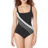 Gottex Women's Standard Simple Elegance Square Neck One Piece, Black/White