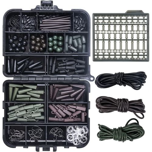  [아마존베스트]Goture Fishing box carp tackle box fishing accessories set with hooks, rubber hoses, swivel, beads, sleeves, swivel, stopper, sinker slide.
