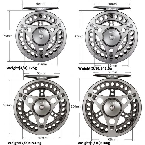  [아마존베스트]Goture Fly Reel Fly Fishing Reels Waterproof 2+1BB 3/4 5/6 7/8 9/10 Aluminium Alloy Body with Bag