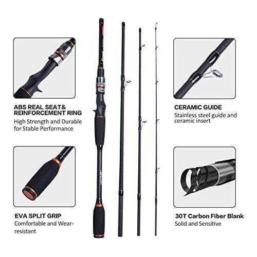  [아마존베스트]Goture Fishing Rods Spinning Rods Casting & Spinning Portable 2 & 4 Sections Lightweight Carbon Fibre M Power MF Action 2.01-2.13 m