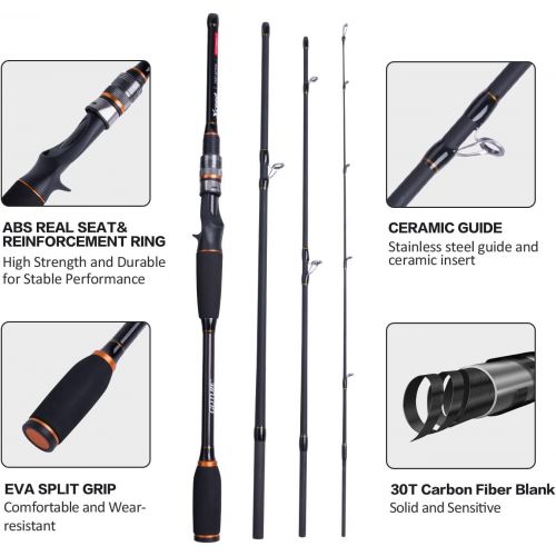  [아마존베스트]Goture Fishing Rods Spinning Rods Casting & Spinning Portable 2 & 4 Sections Lightweight Carbon Fibre M Power MF Action 2.01-2.13 m