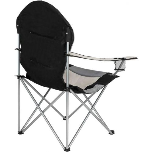  Goujxcy Portable Camping Folding Chair Quad Arm Chair, Heavy Duty Steel Frame Support 330 LBS Outdoor Folding Lawn and Camping Chair Lounge Chair with Cup Holder and Shoulder Strap