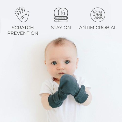  Goumikids Goumimitts, Scratch Free Baby Mittens, Organic Soft Stay On Unisex Mittens, Stops Scratches and Prevents Germs