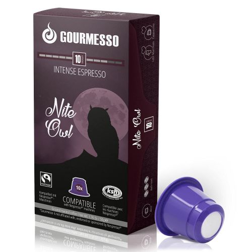  Gourmesso Nite Edition 60ct High Intensity Fairtrade Espresso Capsules Compatible w Nespresso Original Machines 100% Fair Trade 3 Blends of Bold Dark Espresso Pods Ristretto Kazaar Dharkan