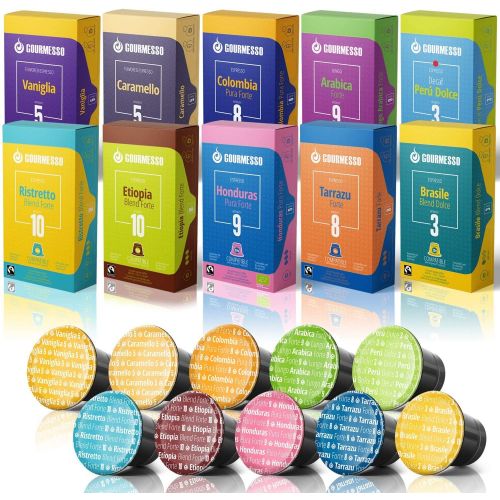  Gourmesso Trial 100 Variety Pack - Espresso Capsules for Nespresso Original Line Machines 100% Fair Trade Coffee Pods - Includes Lungos, Flavors, High-Intensity, and Organic Espres