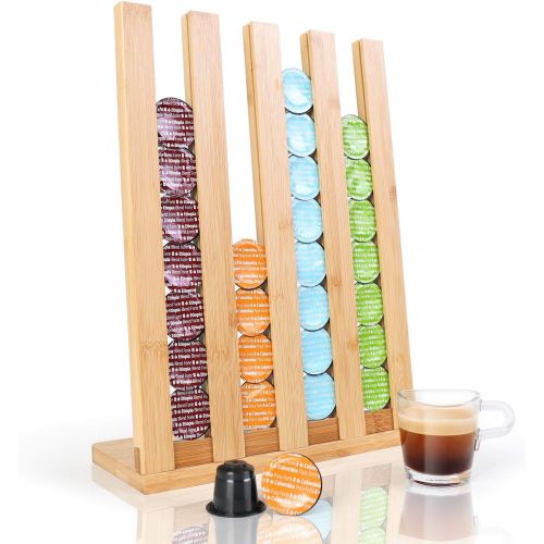  Gourmesso Premium Bamboo Espresso Pod Stand ? Holds 36 Pods Compatible with Nespresso Original Line Machine ? Organize Your Flavours, Blends & Intensities with our Eco-Friendly Esp