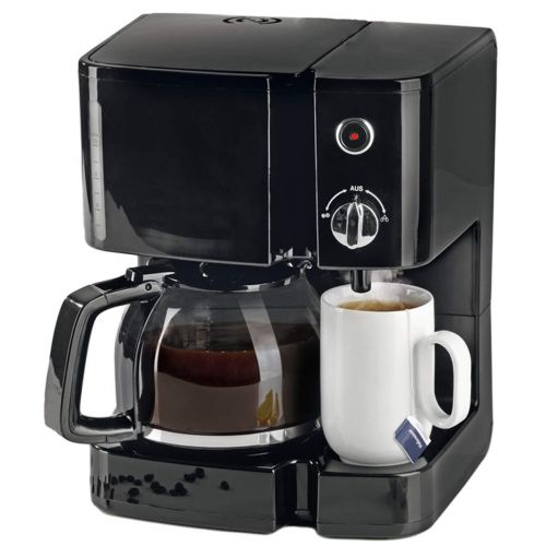  Gourmet Kaffeemaschine und Teemaschine Duo 2 in 1 - Besonders platzsparender Kaffee und Teebereiter mit Glaskanne und Porzellan Tasse - Rasend schnell duftenden Filterkaffee und perfektes