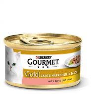 [아마존핫딜]Gourmet Gold Katzenfutter mit Lachs und Huhn, 12er Pack (12 x 85 g)