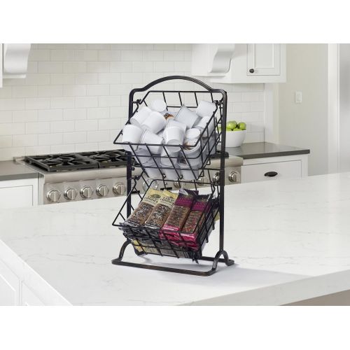  [아마존핫딜][아마존 핫딜] Gourmet Basics by Mikasa 5217596 General Store 2-Tier Metal Mini Countertop Fruit Storage Basket, Antique Black