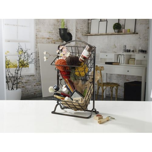  [아마존핫딜][아마존 핫딜] Gourmet Basics by Mikasa 5217596 General Store 2-Tier Metal Mini Countertop Fruit Storage Basket, Antique Black