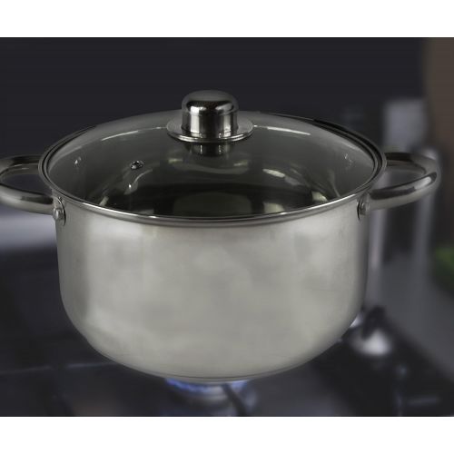  Gourmet Chef 10-Quart Stainless Steel Stock Pot with Glass Lid Kitchen Basics For Home and Restaurants - Large Stockpot with Capsulated Base, Vented Hole on Cover, and Non-heat Riv