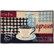 Gourmet Club Anti-Slip Printed Kitchen Rug 18x28, Latte Espresso Floor Mat