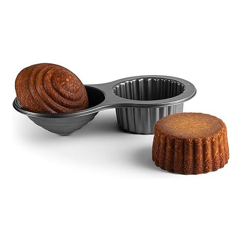 Gourmia GPA9395 Giant Cupcake Pan - Double Sided Two Half Design with Swirl Top Mold - Premium Steel Cake Maker with Non-Stick Coating - Dishwasher Safe