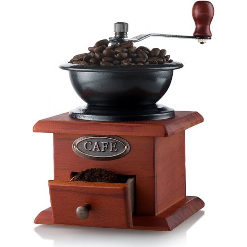  Gourmia GCG9310 Manual Coffee Grinder Artisanal Hand Crank Coffee Mill With Grind Settings & Catch Drawer 11.5 x 11.5 x 17.5 cm: Kitchen & Dining