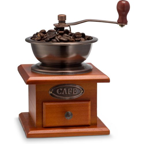  Gourmia GCG9310 Manual Coffee Grinder Artisanal Hand Crank Coffee Mill With Grind Settings & Catch Drawer 11.5 x 11.5 x 17.5 cm: Kitchen & Dining
