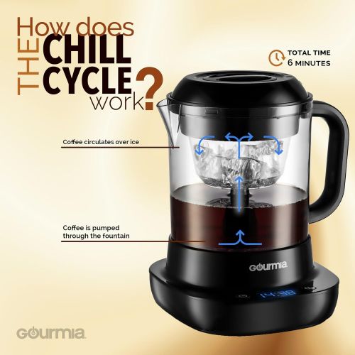  [아마존베스트]Gourmia GCM6850 Automatic Digital Cold Brew Coffee Maker - 5 Minutes Fast Brew - Patented Ice Chill Cycle - 4 Strength Selector - 4 Cup Capacity - Black