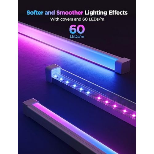  Govee RGBIC LED Strip Lights 16.4ft with Covers, Smart LED Lights Work with Alexa and Google Assistant, LED Diffuser Channel with LED Lights for Bedroom, Ceilings, Skirting Lines, Cabinet