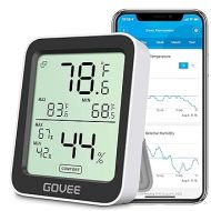 Govee Hygrometer Thermometer H5075, Bluetooth Indoor Room Temperature Monitor Greenhouse Thermometer with Remote App Control, Notification Alerts, 2 Years Data Storage Export,LCD