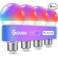 Govee Smart Light Bulbs, Color Changing Light Bulb, Work with Alexa and Google Assistant, 16 Million Colors RGBWW, WiFi & Bluetooth LED Light Bulbs, Music Sync, A19, 800 Lumens, 4 Pack