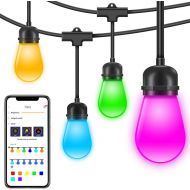 [아마존 핫딜]  [아마존핫딜]Govee Waterproof Led Outdoor String Lights, DreamColor Cafe Lights with APP (DIY, RGBW, Sync to Music), 36Ft 12 Bulbs Dimmable Color Changing Hanging Light for Patio Commercial Gra