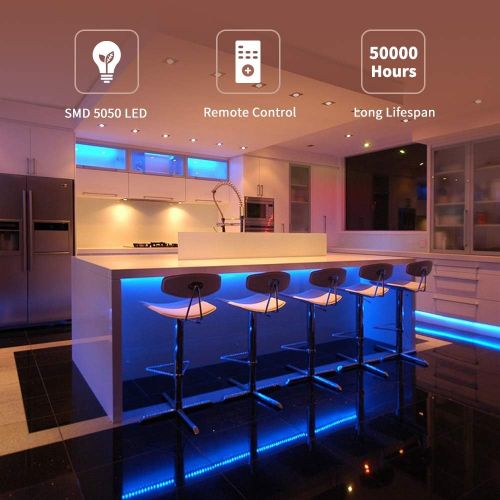  [아마존 핫딜]  [아마존핫딜]Led Strip Lights, Govee 16.4Ft Waterproof RGB Light Strip Kits with Remote for Room, Bedroom, TV, Kitchen, Desk, Color Changing Led Strip SMD5050 with 3M Adhesive and Clips, 12V Po