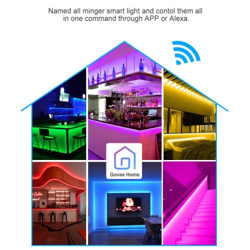  [아마존 핫딜] [아마존핫딜]Smart LED Strip Lights Works with Alexa, Govee APP Control Waterproof 16.4ft RGB LED Light Strip WiFi Sync with Music, 16 Million Colors 5050 LED Lights for Home, Kitchen, TV, Part