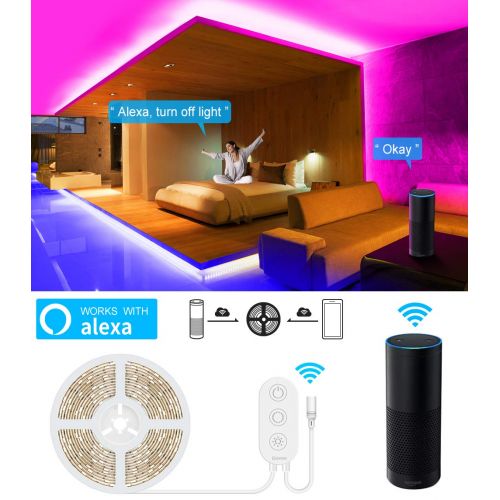  [아마존 핫딜] [아마존핫딜]Smart LED Strip Lights Works with Alexa, Govee APP Control Waterproof 16.4ft RGB LED Light Strip WiFi Sync with Music, 16 Million Colors 5050 LED Lights for Home, Kitchen, TV, Part