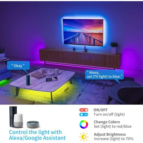  [아마존 핫딜] Govee Smart WiFi LED Strip Lights Works with Alexa, Google Home Brighter 5050 LED, 16 Million Colors Phone App Controlled Music Light Strip for Home, Kitchen, TV, Party, for iOS an