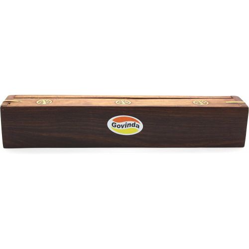  인센스스틱 Govinda Wooden Coffin Incense Burner - 12 Tree of Life - Brass Inlays - Storage Compartment