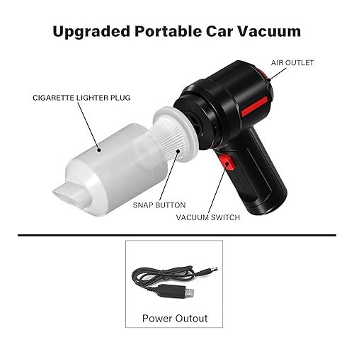  Computer Vacuum Cleaner - Powerful Motor - Electric Air Duster - Compressed Air for Keyboard & Car