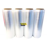 Gpack Pre Stretch wrap Film 15 x 1500 Pre stretched Plastic film with Folded Edge, Clear Hand Pre-Stretched Wrap Film 8.6 micron Shrink Wrap Film Plastic Pallet Wrap 4 Rolls Pack