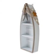 Grace Home Beach Theme Display Boat with 3 Shelves with Fish Net and Star Fish/Shell 16.5 H