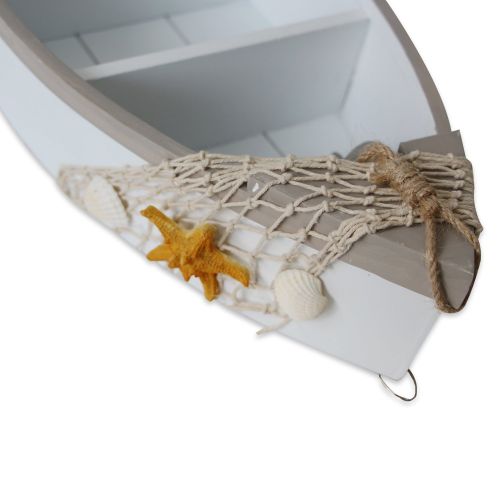  Grace Home Beach Theme Display Boat with 3 Shelves with Fish Net and Star FishShell 16.5 H