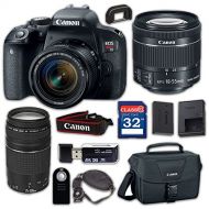 Grace Photo Canon EOS Rebel T7i Digital SLR Camera & EF-S 18-55mm f/4-5.6 is STM Lens, EF 75-300mm f/4-5.6 III - Built-in Wi-Fi with NFC, with 32GB Class 10 Memory Card, Wireless Remote & 100E
