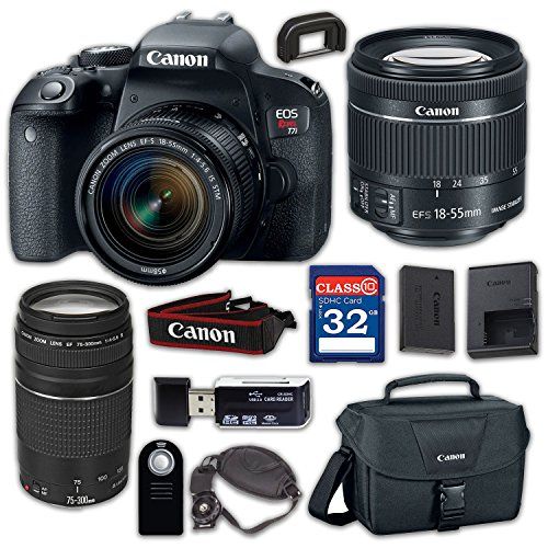  Grace Photo Canon EOS Rebel T7i Digital SLR Camera & EF-S 18-55mm f/4-5.6 is STM Lens, EF 75-300mm f/4-5.6 III - Built-in Wi-Fi with NFC, with 32GB Class 10 Memory Card, Wireless Remote & 100E